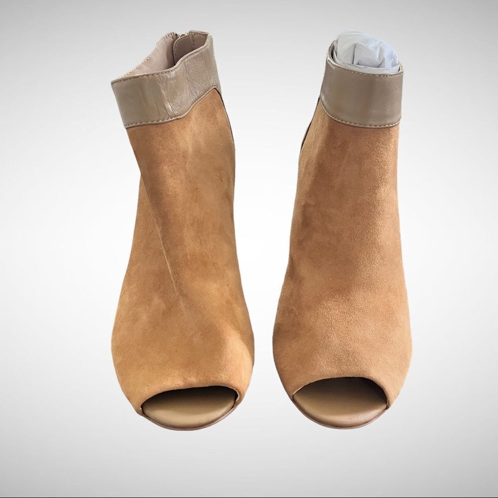 Alfani Stassi Camel Suede Open Toe Bootie Shootie Size 8M New Without Tags